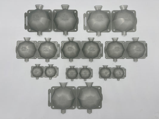 FC Pods Air Layering Pod for Plant Propagation – 9-Pack with 3 Sizes (Small, Medium, Large), Semi-Translucent Reusable Rooting Balls with Watering Cup, Securing Spike, and Locking Tab, Made in the USA